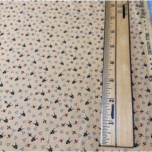 Vintage Railroad Ties Beige Fabric 19x45" by Faye Burgos with Geometric Triangle - Picture 3 of 6
